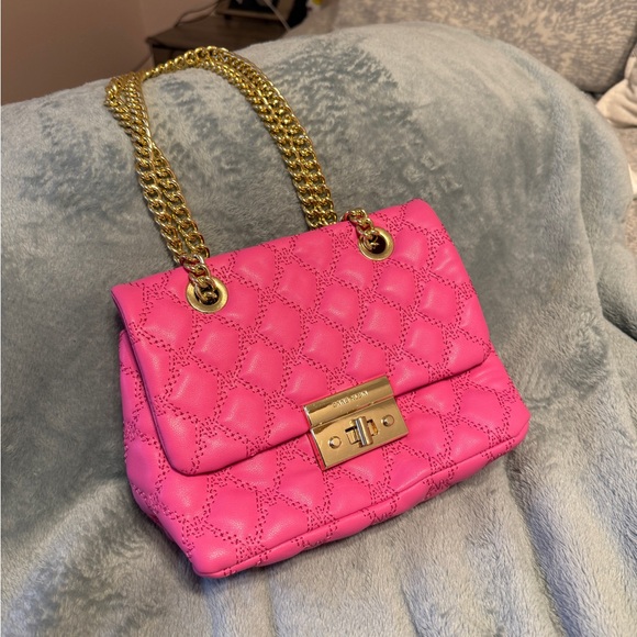 Anne Klein Pink Quilted Crossbody Bag with Gold Chain - Picture 4 of 4